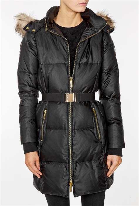 michael kors faux-fur-trim hooded bomber coat|MICHAEL Michael Kors Faux.